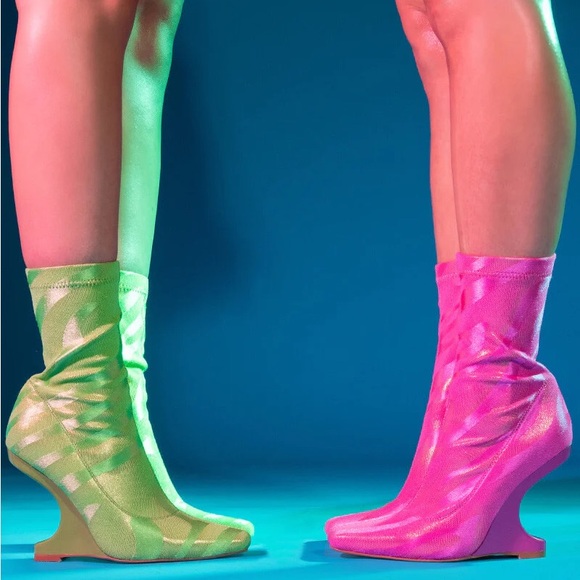 NWT. Azalea Wang Lime Lime Inverse Heel Bootie. - Picture 7 of 8